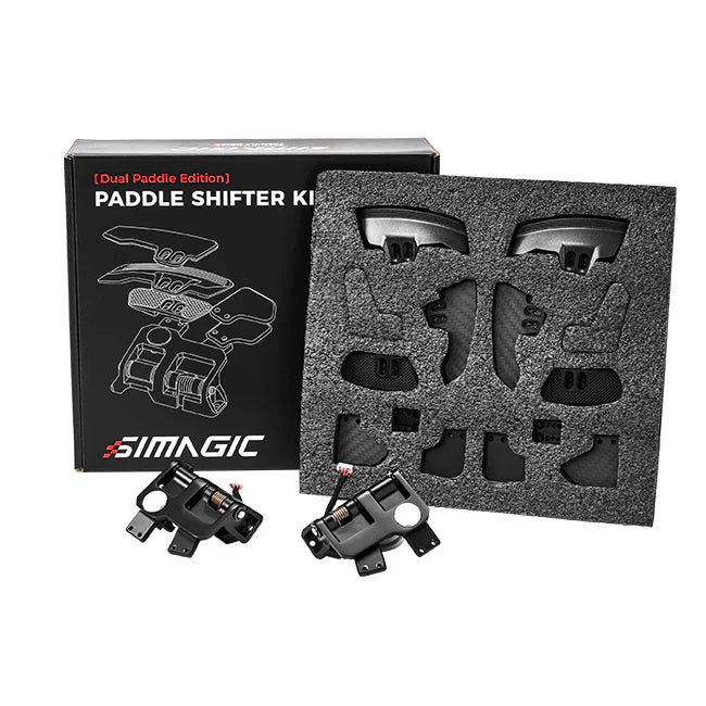 Simagic dual paddle shifter module for racing wheel, with magnetic paddles, upgrade accessory from Trak Racer UK.