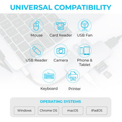 Maplin USB-C Multiport Hub to 3x USB-A 3.0 / Gigabit RJ45 - Silver