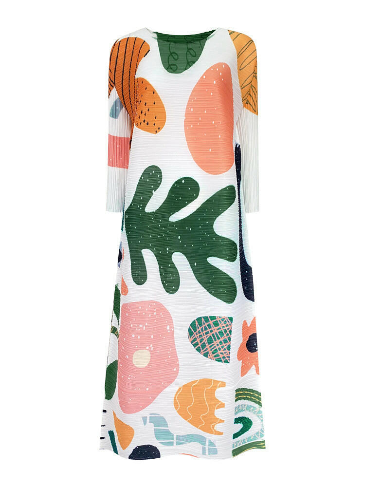 Women’s Printed Pleated Dress – Comfortable & Stylish Fashion Wear