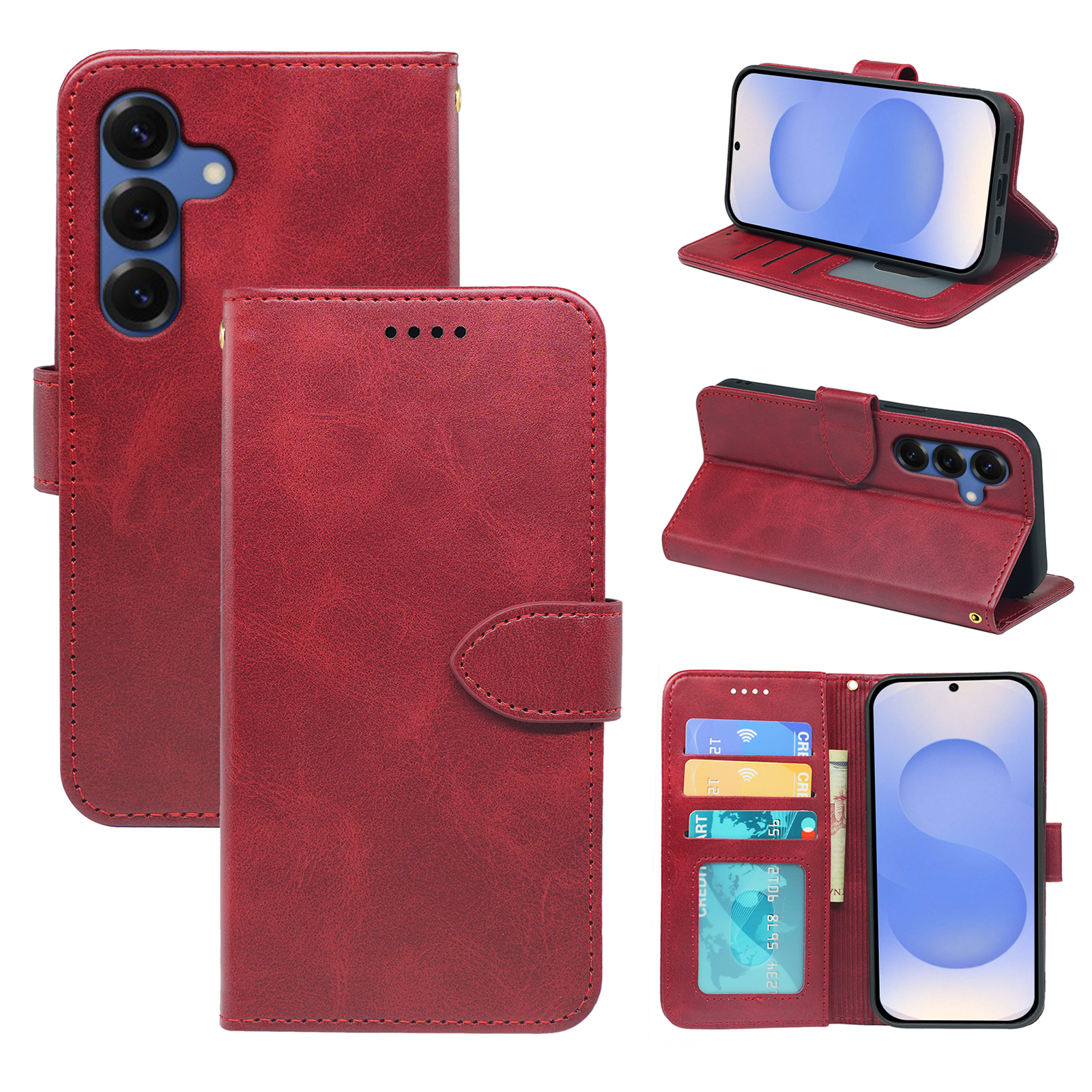 Samsung Galaxy S25 Book Flip Case by Phone Base, leather wallet-style phone cover with card slots and secure closure.