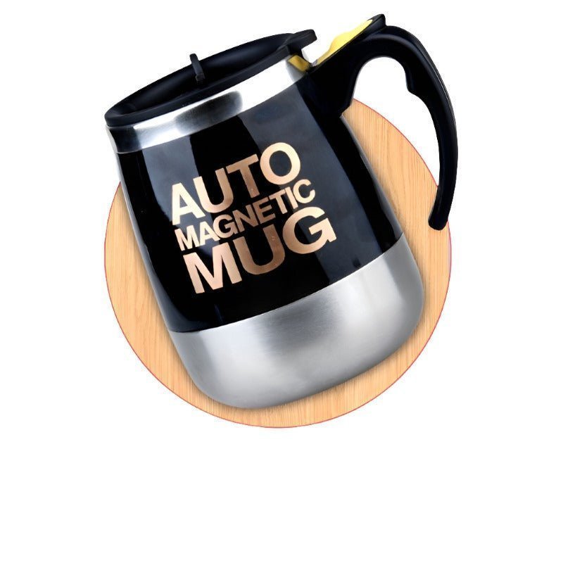 Adistore automatic self-stirring mug with stainless steel body, magnetic mixer, perfect for coffee and beverages.