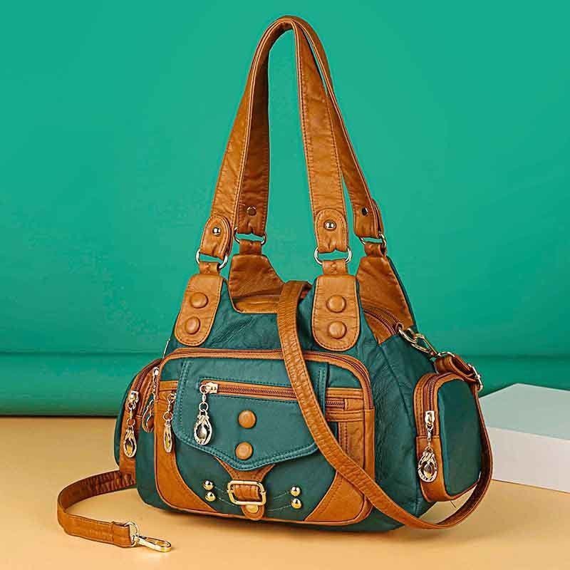 Genuine leather women's messenger bag by Adistore, designer crossbody handbag with adjustable strap and spacious interior.