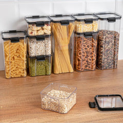 Adistore airtight food storage containers set with clear plastic boxes and secure lids for kitchen organization and freshness.