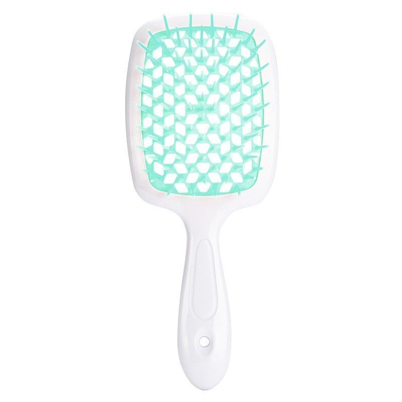 Adistore detangling hair brush with hollow comb design for wet and curly hair, showing flexible bristles for gentle detangling.
