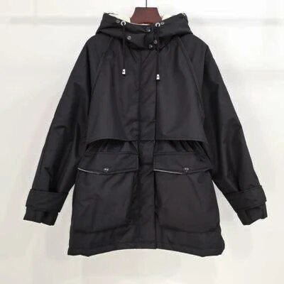 women's winter jacket with fox fur hood – Large Natural Fox Fur Hood, featuring a chic black design with pockets.