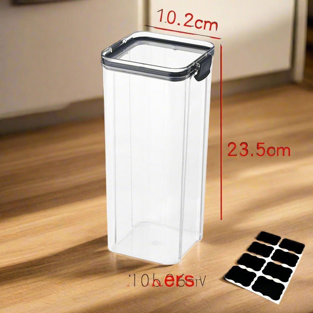 Adistore airtight food storage containers set with clear, stackable kitchen organizer boxes for pantry organization and freshness.