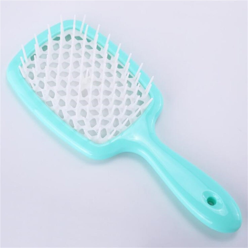 Adistore detangling hair brush for wet and curly hair, massage hollow comb with flexible bristles for gentle detangling.
