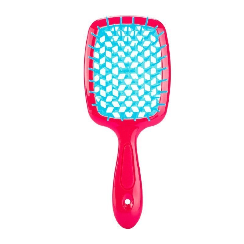 Adistore detangling hair brush for wet and curly hair with massage hollow comb design, showing flexible bristles and curved shape.
