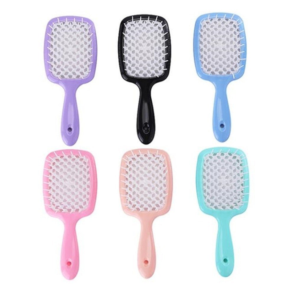 Adistore detangling hair brush for wet and curly hair with massage hollow comb design, showing the brush's bristles and ergonomic shape.