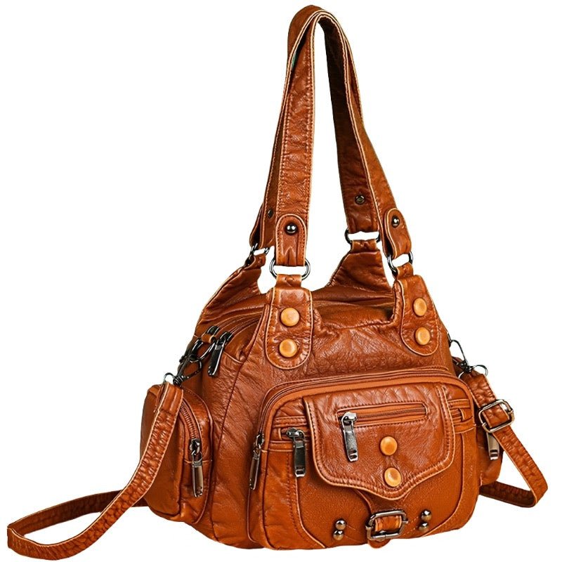 Genuine leather women's messenger bag by Adistore, stylish designer crossbody handbag with adjustable strap and multiple compartments.