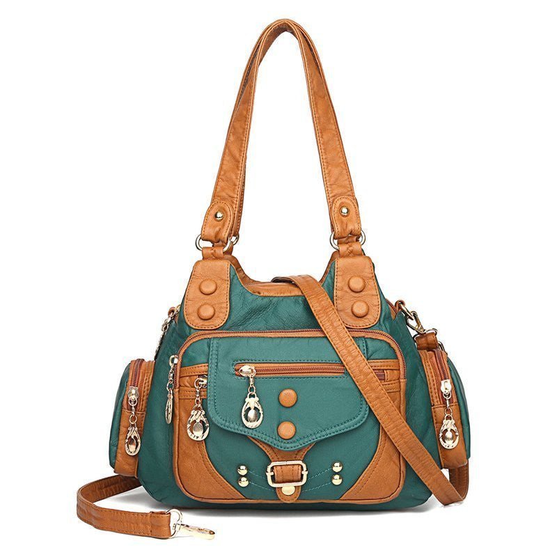 Genuine leather women's messenger bag by Adistore, designer crossbody handbag with adjustable strap and stylish minimalist design.