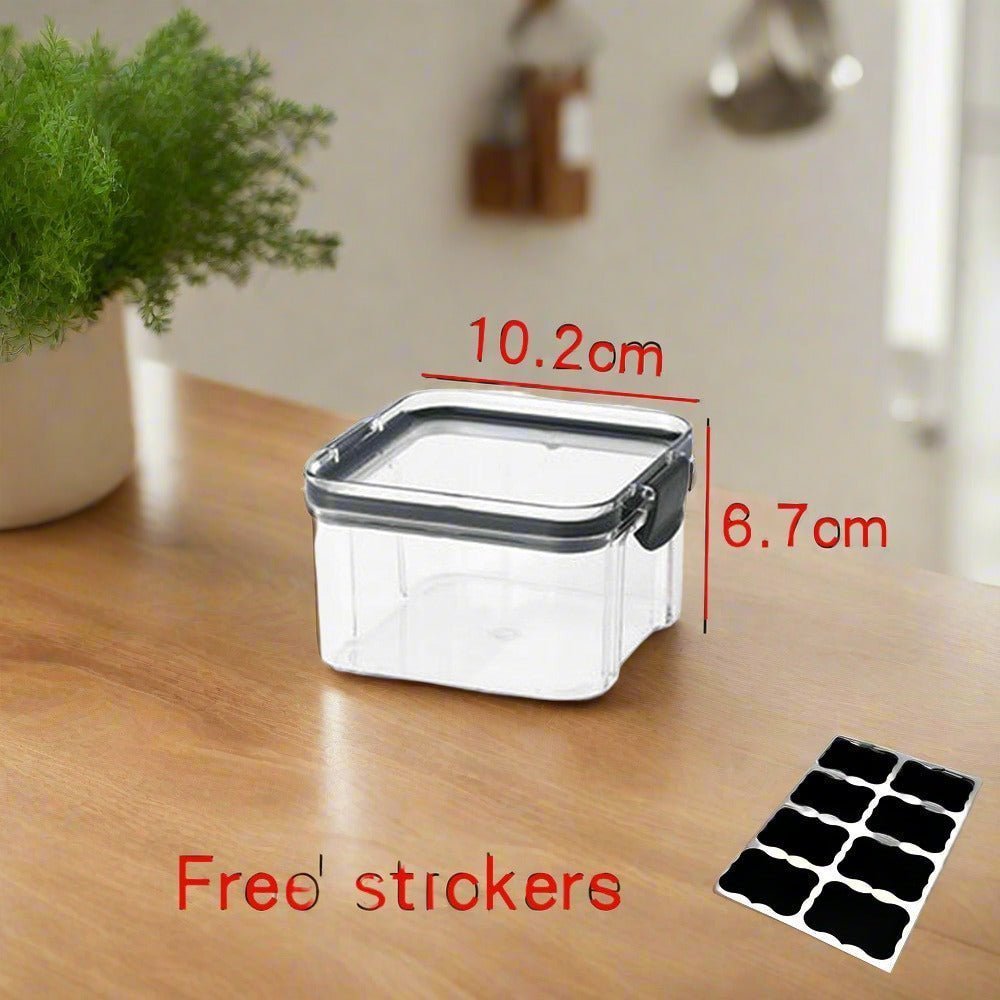 Set of Adistore airtight food storage containers with clear plastic bodies and secure lids for kitchen organization.