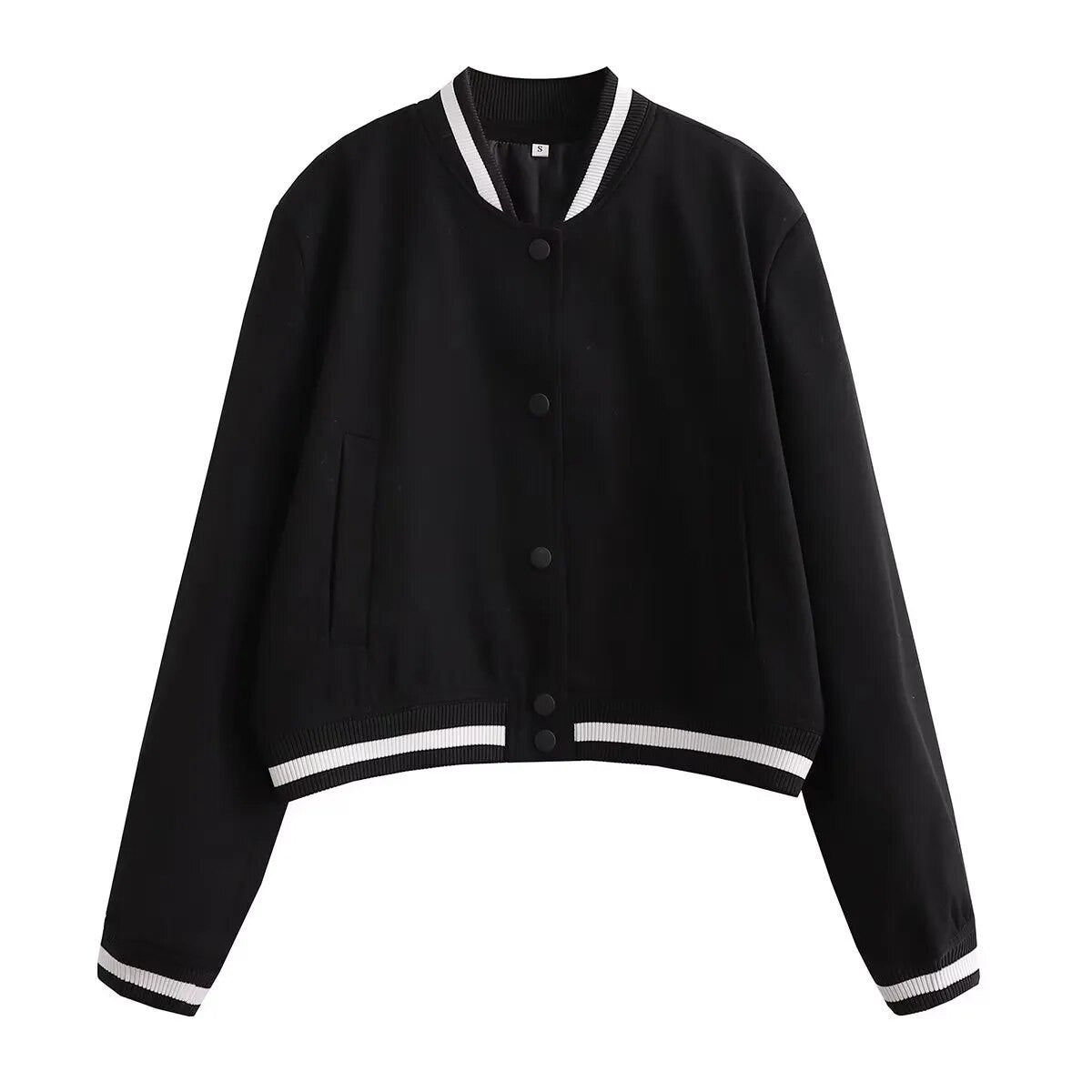 Adistore SLTNX TRAF women's long sleeve bomber jacket with pockets, stylish ladies jacket in black with zipper detail