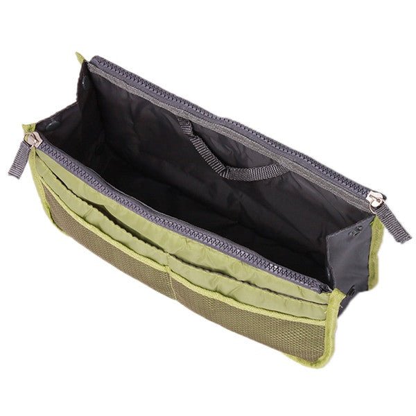 Adistore women’s nylon makeup organiser tote with multiple compartments, travel insert handbag purse for cosmetics and beauty essentials.