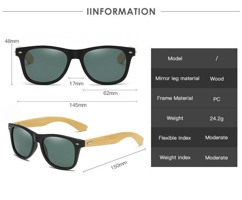 Adistore SUDOLE wood bamboo polarized UV400 vintage unisex driving sunglasses with tinted lenses and sturdy frame.