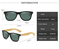 Adistore SUDOLE wood bamboo polarized UV400 vintage unisex driving sunglasses with tinted lenses and sturdy frame.