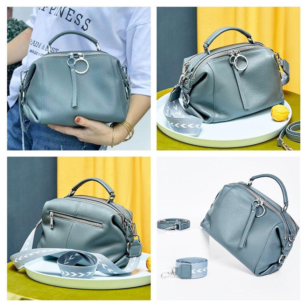 Adistore Zency soft genuine leather women's handbag with tote and crossbody styles, featuring a sleek, stylish design and sturdy handles.