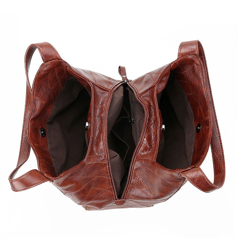 Vintage PU leather Boston small handbag by Adistore, featuring a crossbody travel purse with compact, stylish design and top handle.