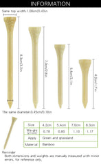 100x Golf Bamboo Tees – 4 Sizes | Eco-Friendly Wooden Golf Ball Holder