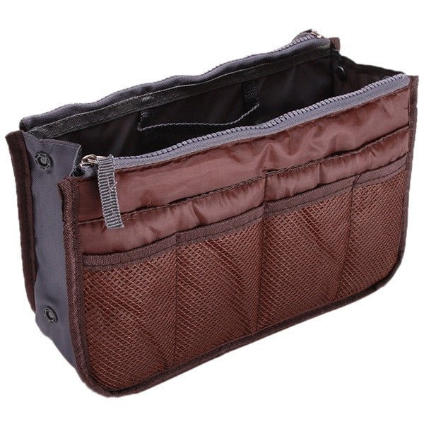 Adistore women’s nylon makeup organiser tote with multiple compartments and handle, ideal for travel and daily beauty storage.