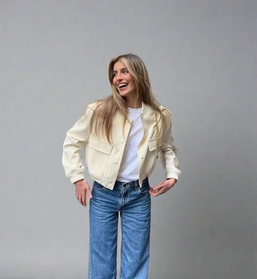 Adistore SLTNX TRAF women's bomber jacket with long sleeves and front pockets, stylish ladies jacket for casual wear.