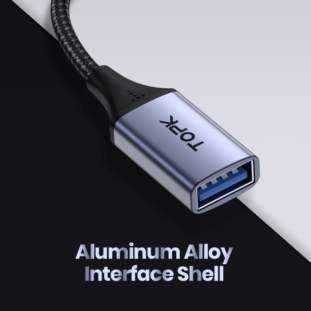 Adistore USB-C to USB Adapter, male to female cable for MacBook Pro and Samsung devices, shown connected in the image.