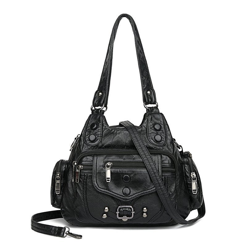 Genuine leather women's messenger bag by Adistore, stylish crossbody handbag with adjustable strap and sleek design.