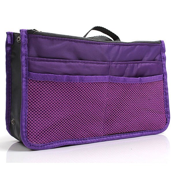 Adistore women's nylon makeup organiser tote with multiple compartments and handle, designed for travel and daily use.