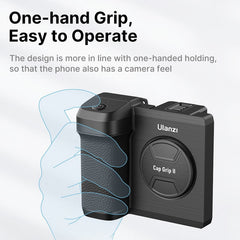 Ulanzi CapGrip II smartphone selfie booster with Bluetooth remote control, handheld design, and adjustable grip for selfies.