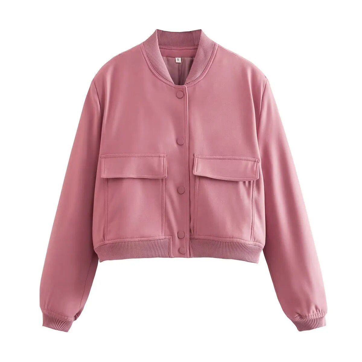 Adistore SLTNX TRAF women's bomber jacket with long sleeves and front pockets, stylish ladies jacket in black fabric.