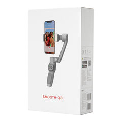 Zhiyun Smooth Q3 phone stabilizer gimbal for iPhone and Android smartphones, showcasing its compact design and handle.