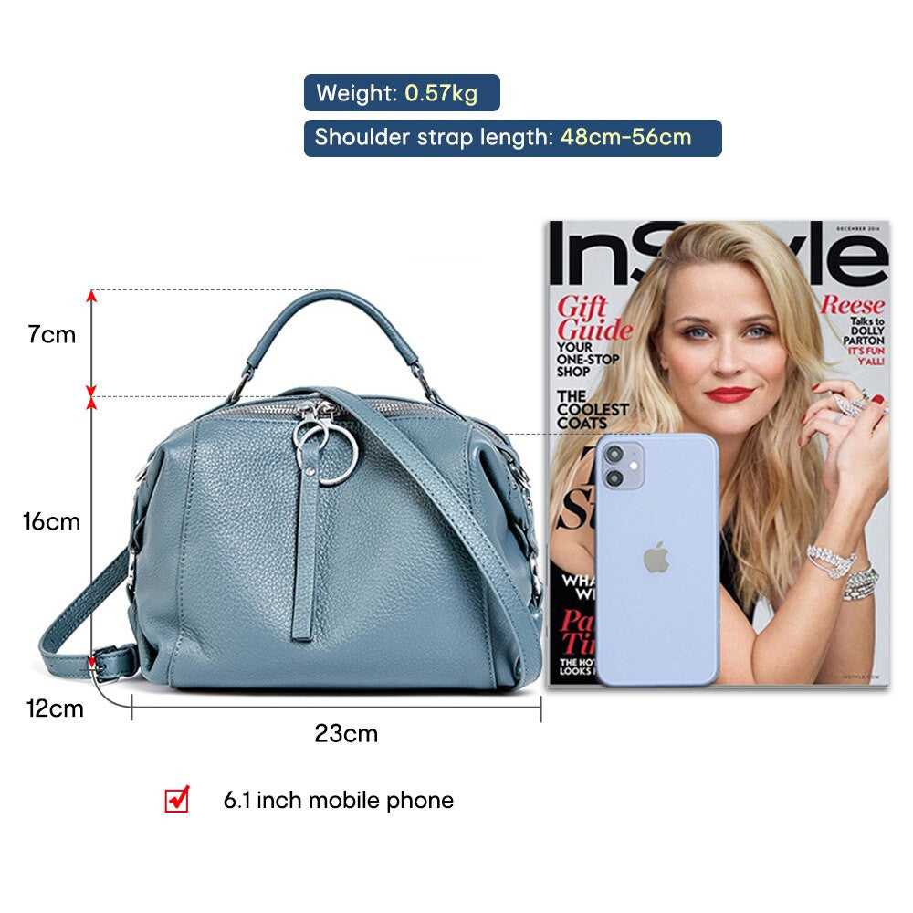 Adistore Zency genuine leather women's handbag with tote and crossbody options, featuring a sleek, soft leather finish.