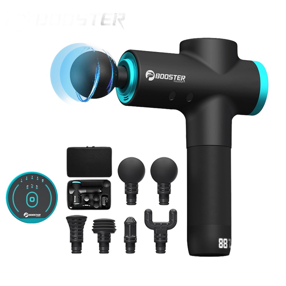 Adistore BOOSTER M2-12V massage gun with LCD display for deep muscle relaxation and targeted therapy.