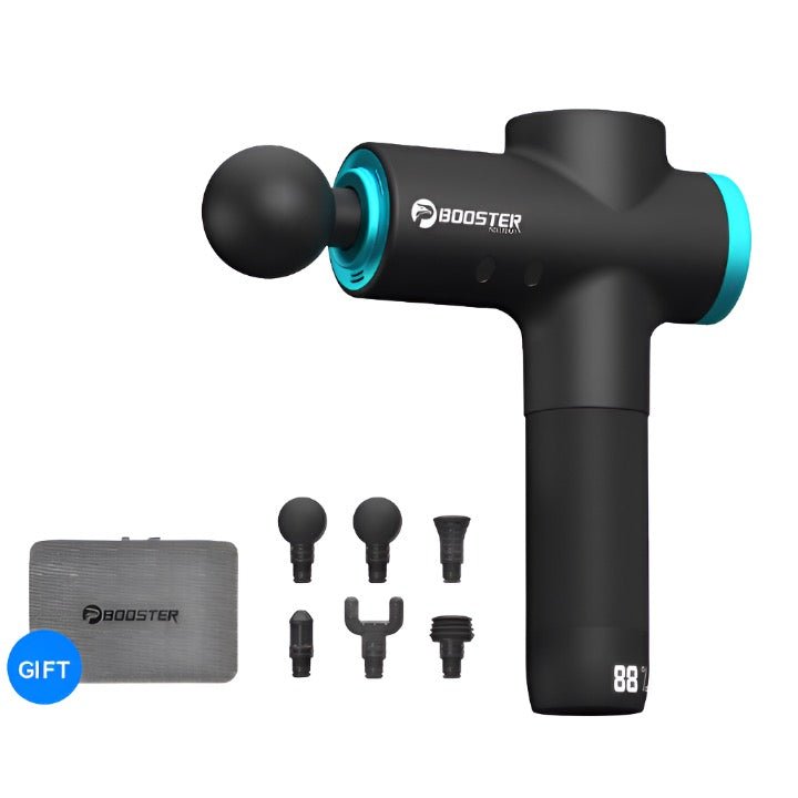 Adistore BOOSTER M2-12V massage gun with LCD display, deep muscle massager for relief and muscle recovery.