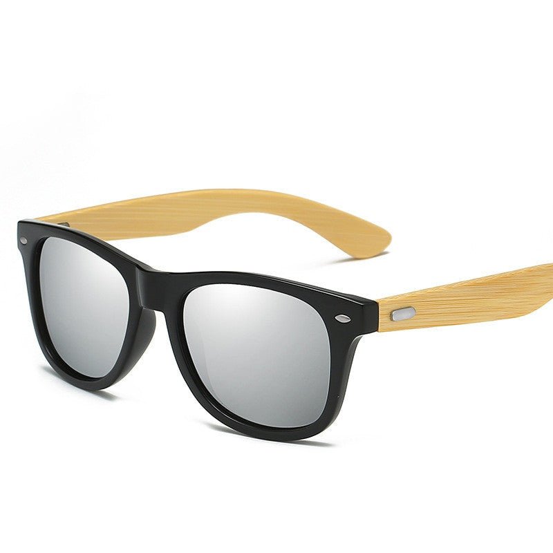 SUDOLE bamboo wood vintage unisex driving sunglasses with polarized UV400 lenses and black frame, outdoor accessory.
