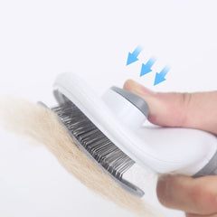 Auto self-cleaning pet hair brush by Adistore for dogs and cats, featuring easy grooming and hair removal.