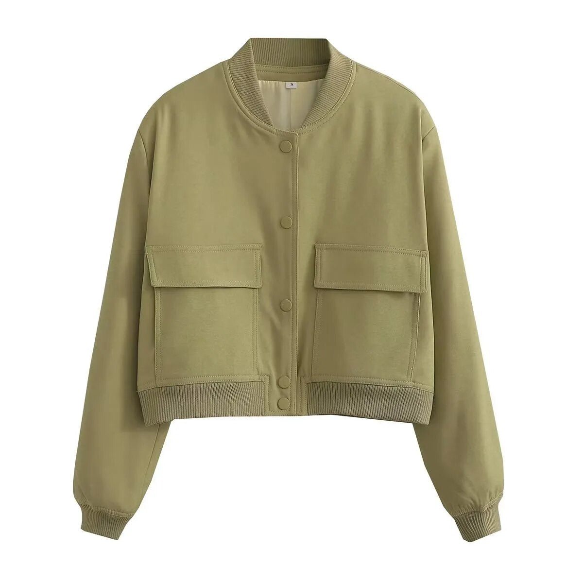 Adistore SLTNX TRAF women's bomber jacket with long sleeves and pockets, stylish ladies' jacket in black, casual outerwear.