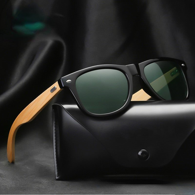 Adistore SUDOLE wood bamboo polarized UV400 vintage unisex driving sunglasses with dark tinted lenses and natural wood frame.