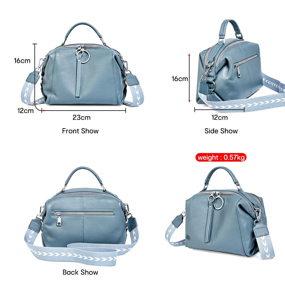 Adistore Zency soft genuine leather women's handbag featuring a versatile tote and crossbody design with elegant stitching.