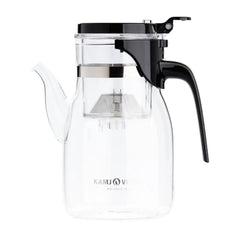 Clear 900ml glass tea cup with infuser, elegant design, perfect for brewing and serving tea in a stylish, modern teapot.