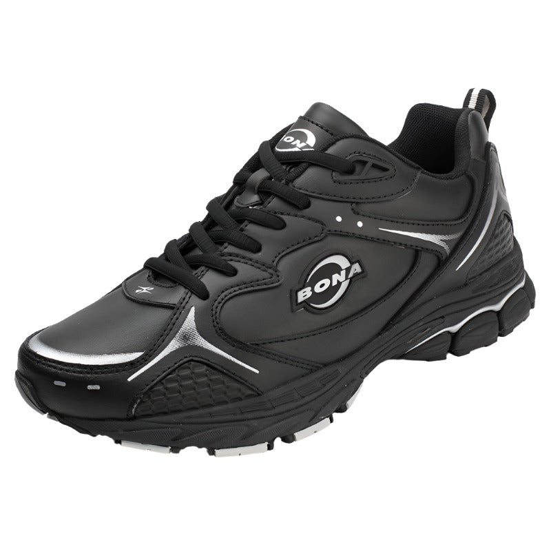 Adistore BONA Classics men's running shoes in black with white soles, featuring breathable mesh and supportive design for comfort.