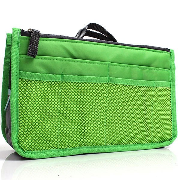 Adistore women's nylon makeup organiser tote with multiple compartments, travel insert handbag purse for cosmetics storage.
