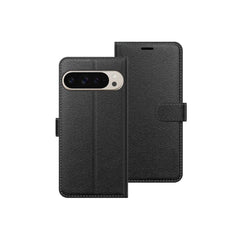 Google Pixel 9 Pro flip leather wallet book case by Phone Base, black with card slots and secure cover for phone protection.