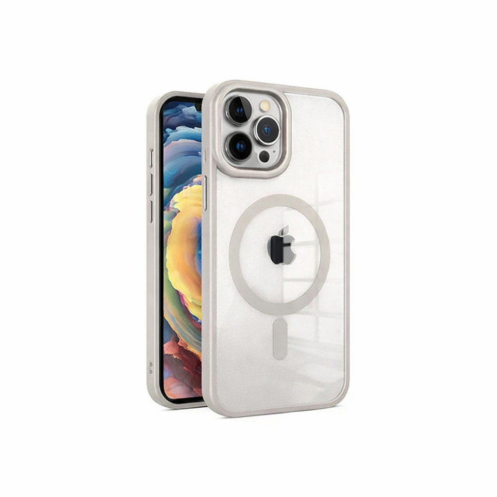 iPhone Vibe MagSafe Case by Phone Base for iPhone 15 and 16 series in natural titanium finish, showing the sleek protective design.