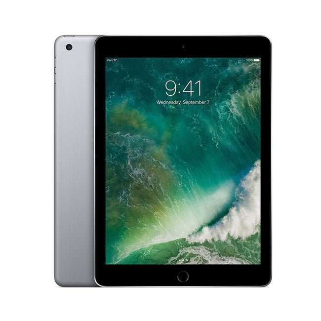 Refurbished iPad 6 (2018) 128GB Wi-Fi tablet by RefurbPhone, showing the front screen with app icons and a sleek design.