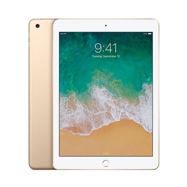 Refurbished iPad 6 (2018) 128GB Wi-Fi from RefurbPhone, showing the tablet's sleek aluminum design and screen display.