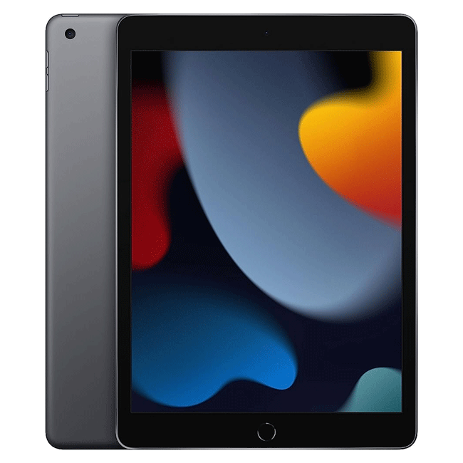 Refurbished iPad 9 (2021) 256GB Wi-Fi in Space Grey, showing the sleek tablet with a large display and modern design.