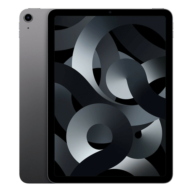 Refurbished grey iPad Air 5 (2022) 64GB Wi-Fi tablet from RefurbPhone with sleek design and high-resolution screen.