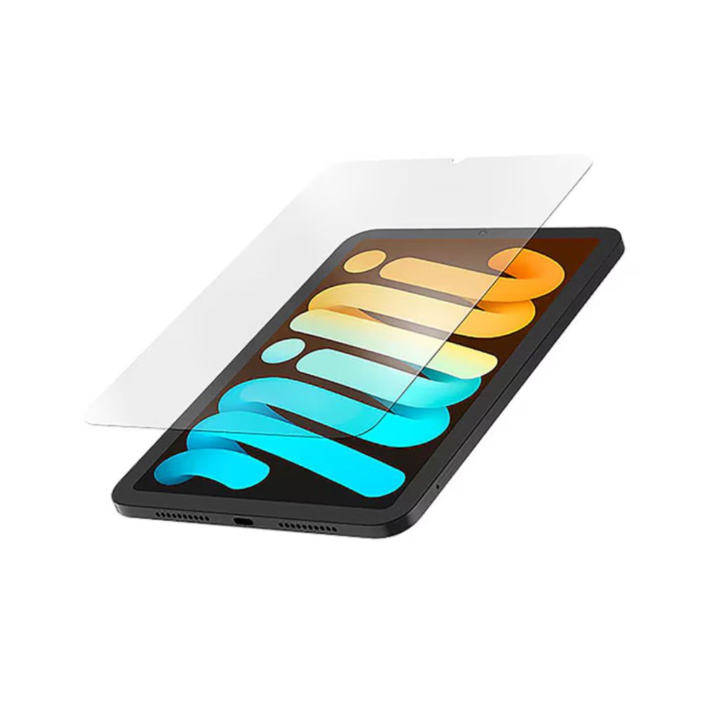 Phone Base 2.5D tempered glass screen protector for iPad Mini 6, showing a clear, scratch-resistant protective layer on the device screen.