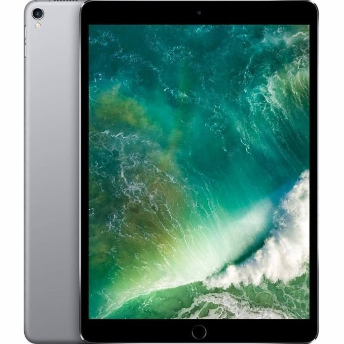 Refurbished iPad Pro 12.9-inch 2017 tablet with 256GB Wi-Fi, black front, silver back, displayed on a white surface